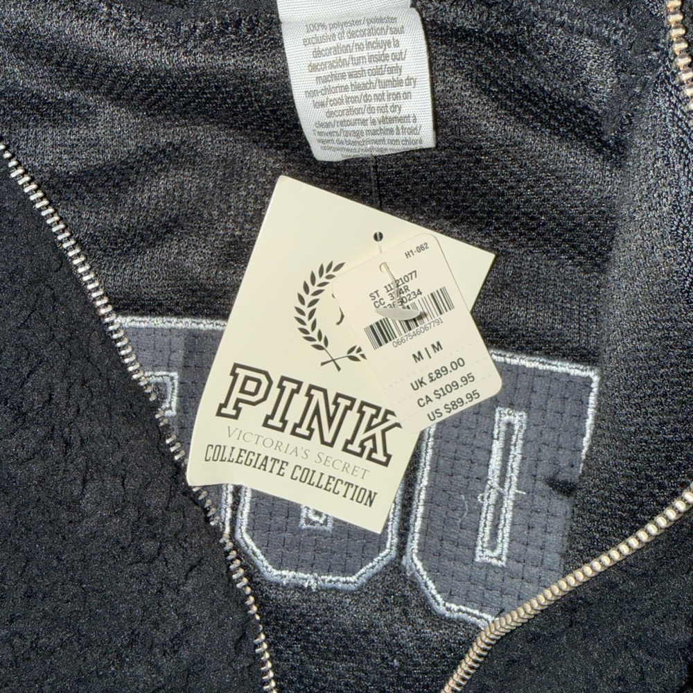 Victoria's Secret PINK Black Zip-Up Hoodie - Picture 3 of 4